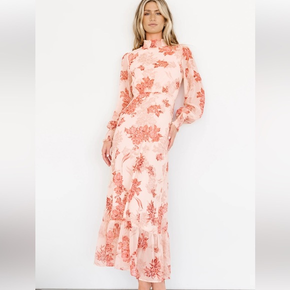 Baltic Born Floral Long Sleeve Dress in Pink and Red - Picture 3 of 16